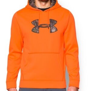 Under Armour UA Storm Orange & Camouflage Hoodie Size Large